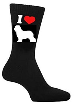 EFY I Love Old English Sheepdog Dog Socks, China Mug and or Coaster. Heat Pressed Novelty Gift (Socks)