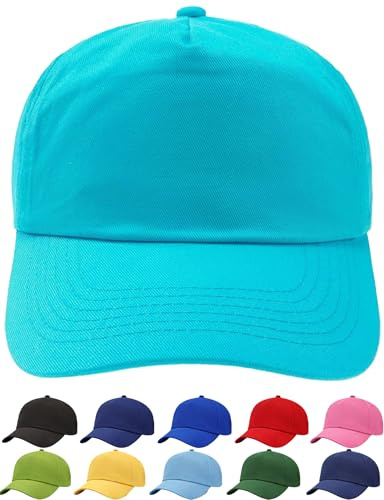 4sold Junior 100% Baumwolle 5 Panel Cap Unisex Jungen Mädchen Mütze Baseball Cap Hut Kinder Kappe Snapback Baseballcap Kappe Einfarbig Sonnenschutz Sonnenhut Basecap Einstellbar Baseballkappe Kinder