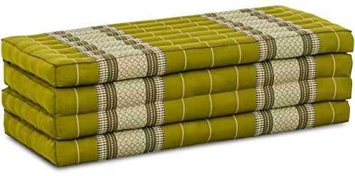 livasia Nachhaltige Klappmatratze aus Kapok - 200x110x8cm - breite Gästematratze, Faltbare Matratze, ökologische Yogamatte, klappbares Gästebett, Liege für Garten und Balkon (Grün)