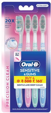 Oral B Ultradünne empfindliche Handzahnbürste für Erwachsene, mehrfarbig