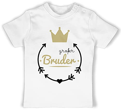 Baby T-Shirt Mädchen Jungen - Großer Bruder - Krone - 18/24 Monate - Weiß - Shirt Big Brother große Tshirt grosser+Bruder bro Oberteil gro er 2025 grosser Tshirts Geschenke für großen t
