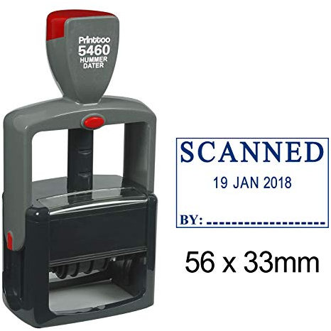 Printtoo Office Document Heavy Duty Stempel Mit gescannt von Text Selbstfarber Datum - Stempel - Blau