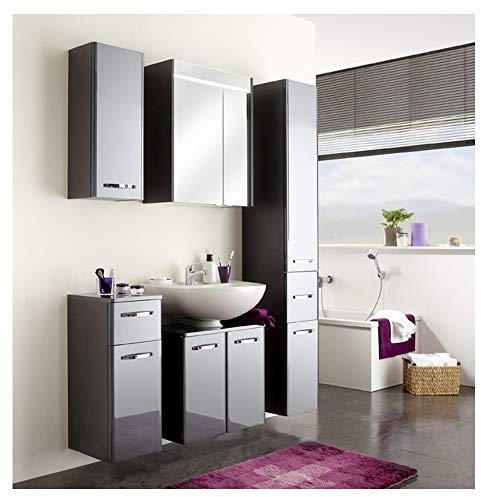 Pelipal - Velo 01 - Badmöbel - 60 cm - Waschbecken-Unterschrank, 2-türig, Syphonausschnitt in Anthrazit Hochglanz/Anthrazit