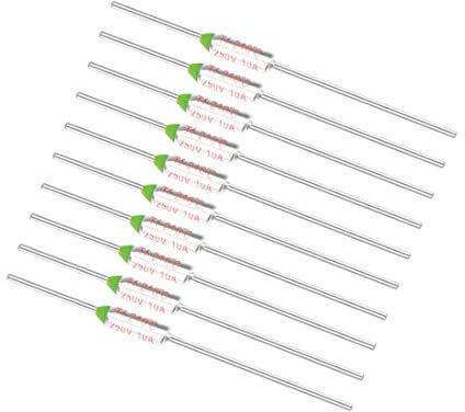 sourcing map 10 Stk. Thermosicherungen 250V 10A TF 216 Grad Temperatur | Stromkreis, Abschaltung