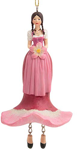 Blumenmädchen Figur Alpenrose Aufhänger Flower Fairy Dekofigur in Rosa