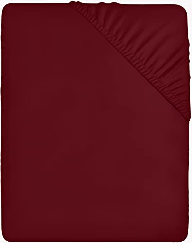 Utopia Bedding - Spannbettlaken 140x200cm - Burgunderrot - Gebürstete Polyester-Mikrofaser Spannbetttuch - 35 cm Tiefe Tasche
