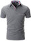 APAELEA Poloshirt Herren Kurzarm Einfarbig Freizeit Plaid Spleißen Golf T-Shirt,Grau,L