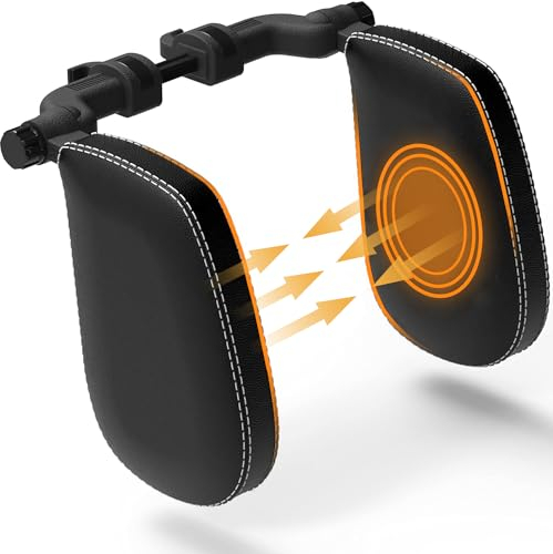 FLIPLINE Kopfstütze Auto Kinder Weiße Nähte Bequemes Reisefeeling für Kinder & Erwachsene - Installation in 2 Minuten ohne Schraubenzieher - Nackenstütze Nackenkissen Autokissen Auto Nackenkissen