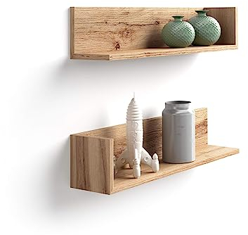 MOBILI FIVER, 2er-Set Luxury Regale, rustikale Eiche, Made In Italy