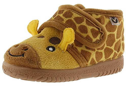 victoria Pantoffeln Unisex Ojalá Fell Tierchen & Klettverschluss & Passende Sohle 105119 für Kinder Mostaza 25