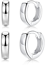 Creolen Silber 925, Klein Ohrringe Silber 925 (8mm,10mm,12mm) Leichte Creolen Huggie Ohrringe Silber Schmuck für Damen Herren Mädchen Breite 3mm