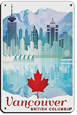 Vintage-Poster, Weltreise, Vancouver, Kanada, Retro, Metallschild, schickes Design, Retro, Eisen, Malerei, Bar, Menschen, Höhle, Café, Familie, Garage, Poster, Wanddekoration, 20 x 30 cm