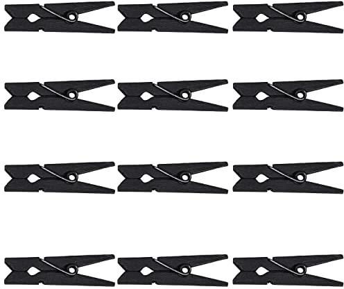 Trimming Shop Lot de 50 Mini Pinces à Linge en Bois pour Loisirs créatifs, Petites Pinces à Linge en Bois, 3,5 cm, Noires, Petites Pinces à Linge pour accrocher des Photos
