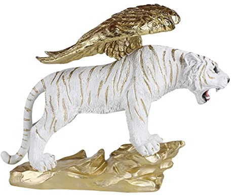 Vinbcorw Modern Wohnzimmer Skulptur Deko,Tiger Statue Mit FlüGeln,Aus Hochwertigem Polyresin Von KüNstlerhand Gestaltet Von Hand Gefertigt Und Bemalt,Ideal FüR Die Innendekoration,A5