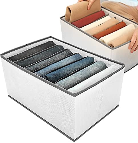 EASEVE Schrank Organizer Kleiderschrank Kleidung Aufbewahrung - 7 Fächer Faltbare Schubladen Ordnungssystem Kleider Aufbewahrungsbox für Hosen, Jeans, Hemden, Pullover, Shirt (1 Stück)