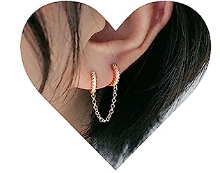 Yheakne Boho Doppel Ketten Creolen Ohrringe Gold Cz Creolen Kettenohrringe Punk Baumeln Ketten Ohrringe Strassstein Umarmungen Ohrringe Ohrringe Schmuck Für Frauen Und Mädchen Geschenke (Gold)