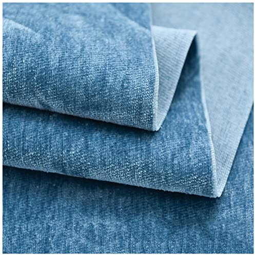 Ashtray-Hu Chenille Samtstoff Polsterstoff Meterware 150x100cm Dekostoff für Sofa, Stuhlsitzbezug, Heimwerkerarbeiten, Vorhänge, Kissen, Näharbeiten(Color:hellblau)