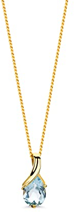 OROVI – Kette Damen aus 14 Karat (585) Gelbgold mit ovalem Topas im Tropfenschliff (0.78 ct) – Filigrane Edelstein Halskette Damen mit Anhänger – Goldkette Allergenfrei & handgemacht (45 cm)