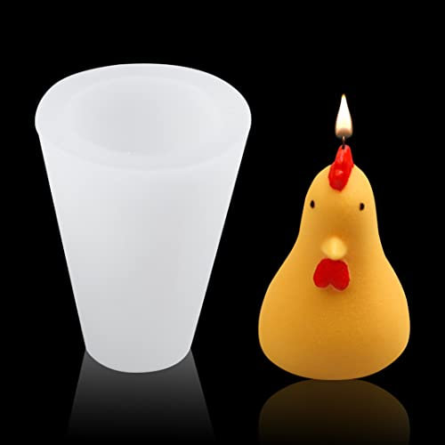 DIYBravo Vela Molde de Silicona Polluelo Resina Mold Epoxica DIY 3D Animal Forma Colada Molde para Decoración de Mesa Fabricación de Jabón (Pollo Magro)