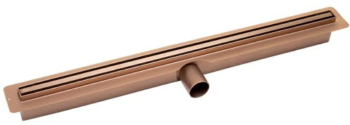 ADGO Slim Scarico Doccia, Lineare, Scarico Stretto, Scarico a Pavimento, Scarico del Bordo, Canalina per Doccia, in Acciaio Inox, Rettangolare (500 mm, Oro Rosa)