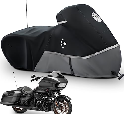 LI LIBZAKI Motorradabdeckung für Touring-Modelle, Harley Davidson Road King, Road Glide, Indian Chieftain, Roadmaster, Honda, BMW Outdoor-Grau