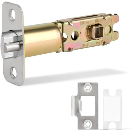 Adjustable Deadlatch 2-3/8'' or 2-3/4'', Keyed Entry Door Lock 45° Turning Angle Replacement Latch and Strike with Dust Box,Smart Door Lock Deadlatch