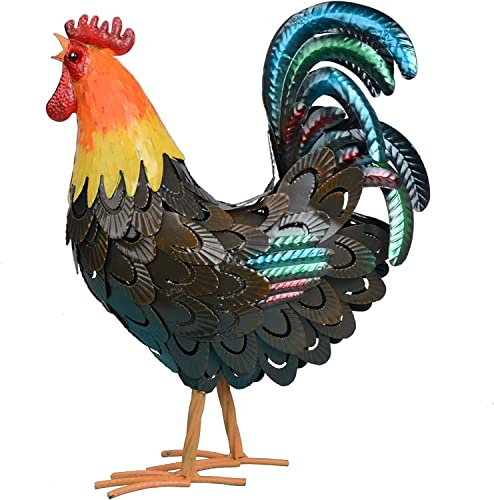 Hahn Statuen Garten Dekor, Indoor Metall Huhn Skulptur Yard Art für Outdoor Farm Patio Rasen Back Yard Home Dekorationen (Braun)