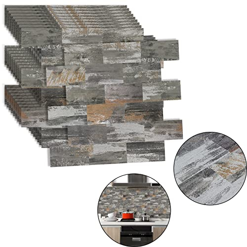 UISEBRT Fliesenaufkleber Küche Fliesen Nivelliersystem PVC Wandfliesen Folien Aufkleber Selbstklebend Fliesenfolie 10 Stück, Fliesendekor 34x29cm, für Badezimmer, Waschtisch, Kamin-Dekor (Typ A)