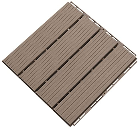 Ineinandergreifende Terrassenfliesen 30x30cm Kunststoff-Bodenbelag für den Außenbereich, wasserdicht Terrassenpflaster für Pool, Dusche, Badezimmer, Terrasse, Balkon, Garage,Braun,24 pcs