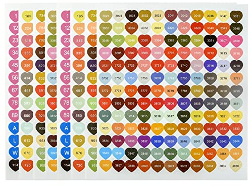 1144 Stück Farbnummer-Aufkleber, Diamantmalerei Aufkleber Nummern Sticker Rund Zahlen Aufkleber Herzen Digitale Aufkleber Inventar Aufkleber Selbstklebender Etiketten Für Aufbewahrungsboxenx