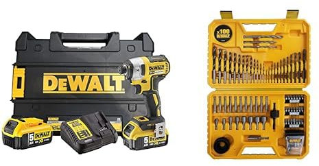 DEWALT - Visseuse à Chocs Brushless XR 18V Li-Ion 5Ah - DCF887P2-QW - Visseuse Électrique sans Fil avec Coffret TSTAK, 2 Batteries/Chargeur - 3 Vitesses (0-1000/2800/3250tr/min) & DeWalt