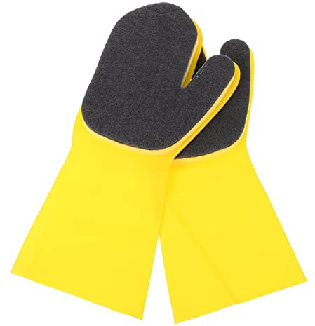KALLORY 2 Pièces Gants De Nettoyage En Latex Gant De Nettoyage Imperméable Accessoire De Ménage Kit De Nettoyage De Piscine Thermale Gant De Cuisine Gant De Vaisselle Propre Éponge Outil