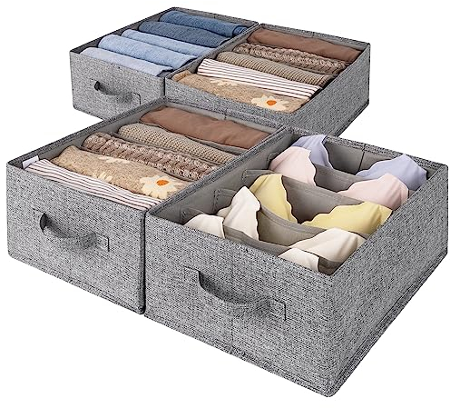 GRANNY SAYS Jeans Organizer, 4 Stück Hosen Aufbewahrungsbox für Kleiderschrank, Hellgrau Faltbare Schrank Organizer für Kleidung und Pullover