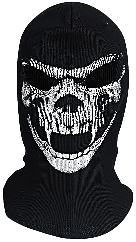 keland Ghost Maske Call of Duty Totenkopf Sturmhaube Balaclava Sturmmaske für Halloween Cosplay/Radfahren/Motorrad (Schwarz-3)