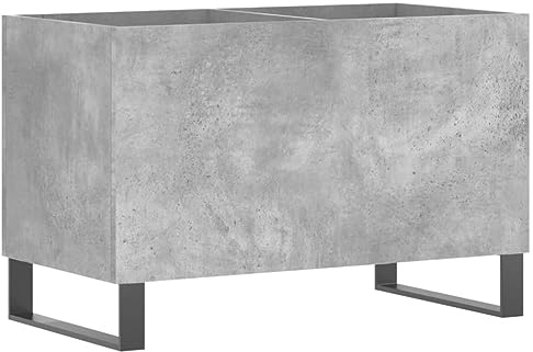 vidaXL Plattenschrank, Schallplattenschrank mit viel Stauraum, Plattenspieler Schrank für Wohnzimmer, LP Schrank Schallplattenständer, Betongrau Holzwerkstoff