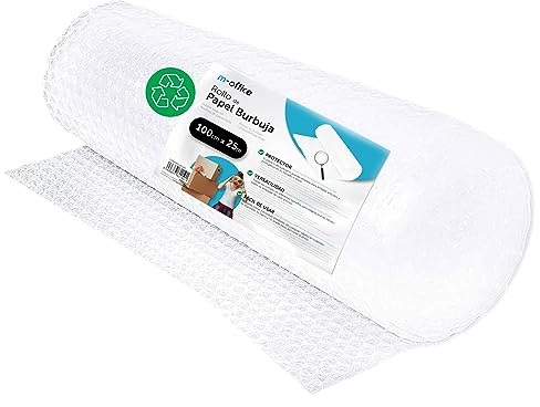 Luftpolsterfolie, recycelte Luftpolsterfolie, für Umzüge, Verpackungen und Boxen, folie für Verpackung, m-office (100 cm x 25 m, 1 Stück)