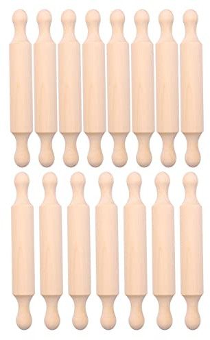 zilitol 15 Pieces Wooden Mini Rolling Pin 6 Inches Long Kitchen Baking Rolling Pin Small Wood Dough Roller for Fondant