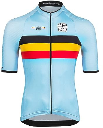 Bioracer Official Belgian Cycling Icon Classic Radsporttrikot Sommer für Herren, Blau Team Belgium, Kurzarm, enganliegende Passform, Größe XS