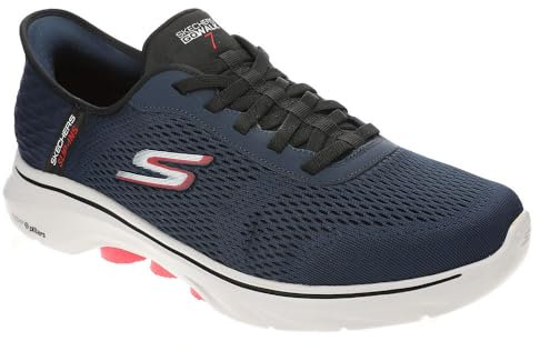 Skechers Herren Go Walk 7-Free Hand 2 Sneaker, Marineblau/rot, 45 EU