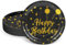 SKBATTERRS 50 Pcs Paper Plates Set, Disposable Tableware Decorations Birthday Party Supplies (Black Birthday, 17.8 cm/7 inch)