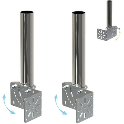Amazmount 2PCS 1.5 Diameter 12 Length Universal Outdoor Adjustable Antenna Mount Pole Bracket to Wall Weather Station Antenna Mast Mounting Pole Clamp Kit