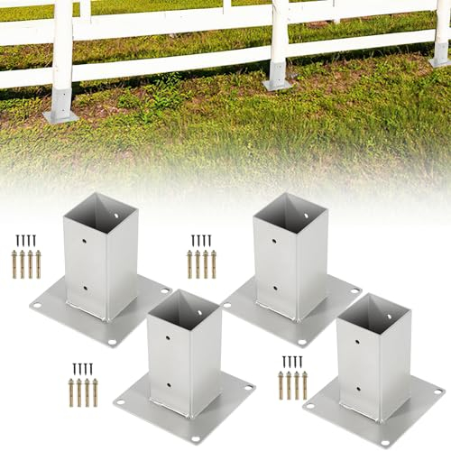 Eulenke Lot de 4 supports de poteau à visser - Convient pour poteaux en bois carrés de 120 x 120 mm - Ancre de qualité supérieure - Argenté