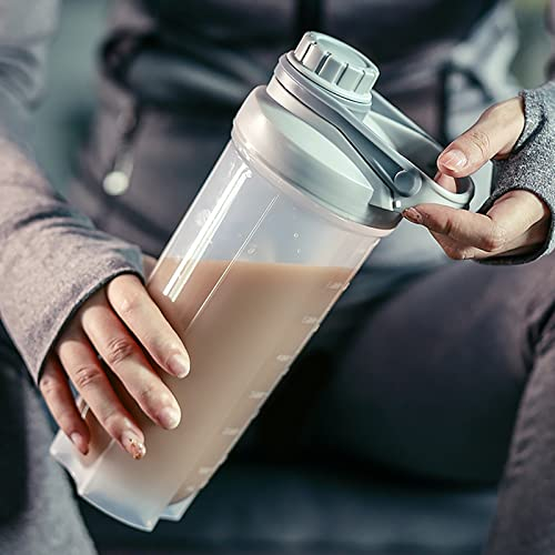 GraSky Gray Kawaii Protein Shaker Bottle - 700ML Sports Water Jug for Women, Teens, and School
