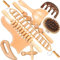 9PCS Wood Therapy Massage Tools for Body Shaping,Maderoterapia Kit for Anti Cellulite Lymphatic Drainage,Curved Wooden Massager Cup Roller Set for Leg Stomach