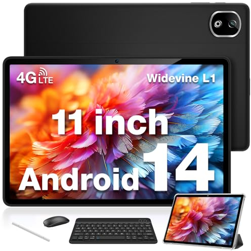 DOOGEE T30E Android 14 Tablet 11 Zoll, Tablet mit Tastatur +Case+ Stift + Maus, 9GB RAM +128GB ROM (1TB TF), 8000mAh, Tablet LTE, 13MP Kamera, Octa-Core, 4G Dual SIM Android Tablet/OTG/GPS/Widevine L1