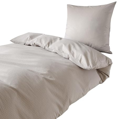 Traumschlaf Seersucker Bettwäsche Uni – Luftig leichte Sommerbettwäsche aus 100% Baumwolle – bügelfrei & atmungsaktiv – mit Reißverschluss – 200x200 cm + 2X 80x80 cm, Silber