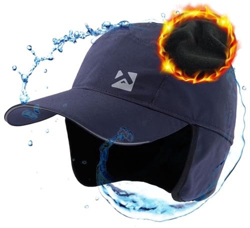 TOP-EX Herren Damen wasserdichte Winter-Baseballkappe mit Fleece gefütterten Ohrenschützern und Trapperhut für kaltes Wetter Marineblau