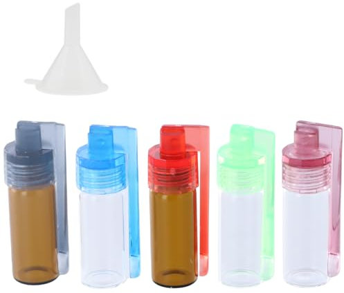 volumoon 5 Piezas Frascos de Vidrio 51ml, Frascos con Cuchara Integrada, Botellas Pequeñas de Vidrio, Frascos para Pastillas, Botellas Dosificadoras para Especias, Botella de Almacenamiento Pequeña