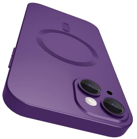 VCGFJD Magnetic for iPhone 14 Plus Case with Camera Lens Protector [Compatible with Magnetic], Matte Metallic Lustre Slim Soft TPU Bumper Shockproof Phone Case for iPhone 14 Plus 6.7 -Purple