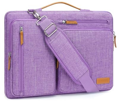 MOSISO 13 Pollici Borsa Tracolla Laptop, 13 Pollici Custodia Computer Compatibile con MacBook Air M4 M3 M2 M1 2025-2018/Pro M2 M1,Lato Open Borse Messenger&4 Cerniera Tasche&Handle, Lilla
